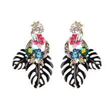 Load image into Gallery viewer, loomrack Bohemian Floral Leaf Drop Earrings Drop Earrings Black
