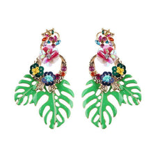 Load image into Gallery viewer, loomrack Bohemian Floral Leaf Drop Earrings Drop Earrings Green
