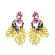 Load image into Gallery viewer, loomrack Bohemian Floral Leaf Drop Earrings Drop Earrings Yellow
