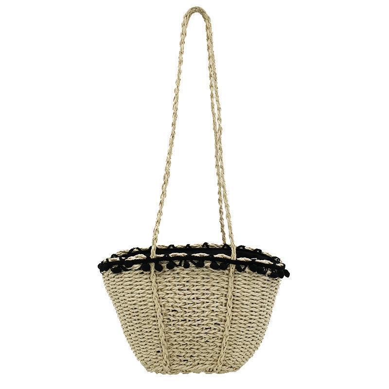 loomrack Bohemian Straw Basket Bag Shoulder Bags Beige Shoulder Bag