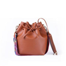 Load image into Gallery viewer, loomrack Boho Bucket Bag with Multicolor Shoulder Strap Shoulder Bags Brown
