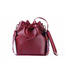Load image into Gallery viewer, loomrack Boho Bucket Bag with Multicolor Shoulder Strap Shoulder Bags Burgundy
