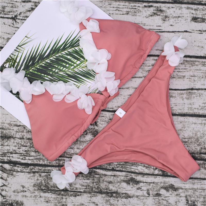 loomrack Brazilian Cut Petal Bikini Set Bikinis Set Pink / S