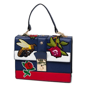 loomrack Bumble Bee Rose Embroidered Messenger Bag Shoulder Bags