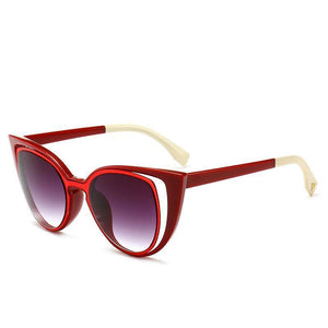 loomrack Chic Hollow Cat Eye Sunglasses Sunglasses Red Beige