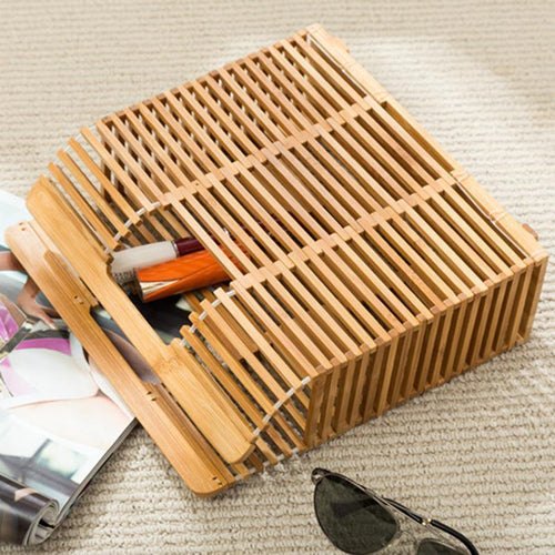 loomrack Chic Rectangular Bamboo Bag Rattan Bags