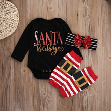 Load image into Gallery viewer, loomrack Christmas Baby Girl Outfit with Leg Warmers - 3-Pc Set Baby Clothes
