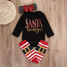 Load image into Gallery viewer, loomrack Christmas Baby Girl Outfit with Leg Warmers - 3-Pc Set Baby Clothes
