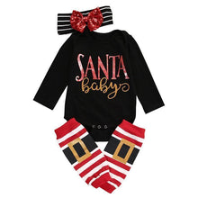 Load image into Gallery viewer, loomrack Christmas Baby Girl Outfit with Leg Warmers - 3-Pc Set Baby Clothes
