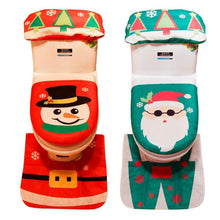 Load image into Gallery viewer, loomrack Christmas Bathroom Set - Toilet Cover Rug 3-Pc Set Christmas Accessories
