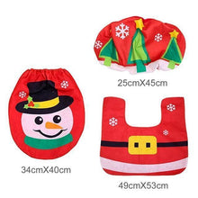 Load image into Gallery viewer, loomrack Christmas Bathroom Set - Toilet Cover Rug 3-Pc Set Christmas Accessories Red snowman
