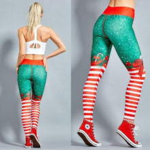 Load image into Gallery viewer, loomrack Christmas Leggings - High Waist Candy Stripe Bow Christmas Clothes
