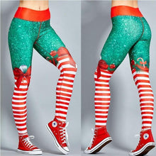 Load image into Gallery viewer, loomrack Christmas Leggings - High Waist Candy Stripe Bow Christmas Clothes
