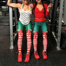 Load image into Gallery viewer, loomrack Christmas Leggings - High Waist Candy Stripe Bow Christmas Clothes
