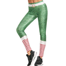 Load image into Gallery viewer, loomrack Christmas Leggings - High Waist Green Belted Stripe Leggings
