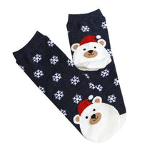 Load image into Gallery viewer, loomrack Christmas Santa Bunny Socks Christmas Socks Navy Blue
