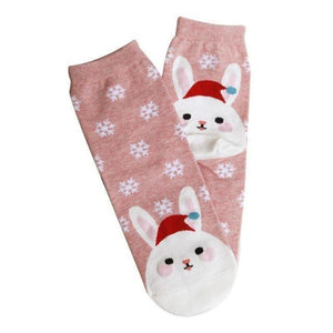 loomrack Christmas Santa Bunny Socks Christmas Socks Pink