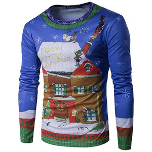 loomrack Christmas Ugly Sweater Long Sleeve Muscle T- Shirt - Christmas House Party Christmas Ugly Sweaters Christmas House Party / S