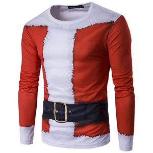 loomrack Christmas Ugly Sweater Long Sleeve Muscle T- Shirt - Santa Suit Christmas Ugly Sweaters Santa Suit / S