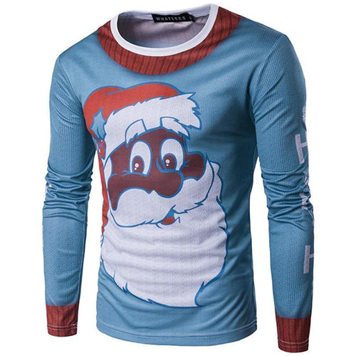 loomrack Christmas Ugly Sweater Long Sleeve Muscle T- Shirt - Smurf Santa Christmas Ugly Sweaters Smurf Santa / S