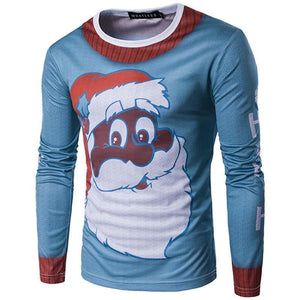 loomrack Christmas Ugly Sweater Long Sleeve Muscle T- Shirt - Smurf Santa Christmas Ugly Sweaters Smurf Santa / S