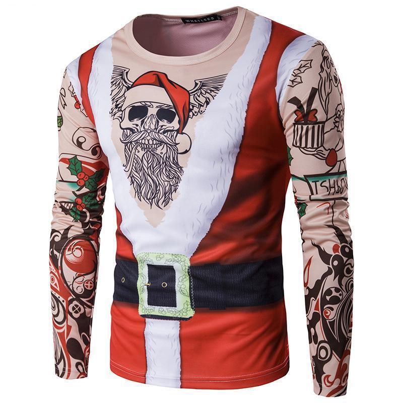 loomrack Christmas Ugly Sweater Long Sleeve Muscle T- Shirt - Tattoo Christmas Ugly Sweaters Tattoo / S