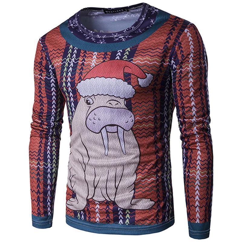 loomrack Christmas Ugly Sweater Long Sleeve Muscle T- Shirt - Walrus Christmas Ugly Sweaters Walrus / S