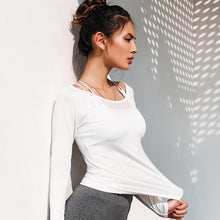 Load image into Gallery viewer, loomrack Cross Mesh Open Back Long Sleeve Fitness Top Yoga Shirts
