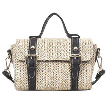 Load image into Gallery viewer, loomrack Crossbody Braided Straw Messenger Bag Top-Handle Bags Black
