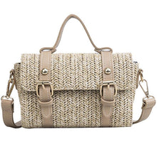 Load image into Gallery viewer, loomrack Crossbody Braided Straw Messenger Bag Top-Handle Bags Khaki
