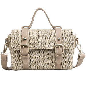 loomrack Crossbody Braided Straw Messenger Bag Top-Handle Bags Khaki