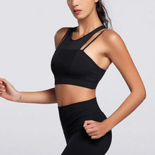 Load image into Gallery viewer, loomrack Dual Strap Mesh Crop Top Sports Bra Sports Bras Black / L
