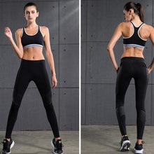 Load image into Gallery viewer, loomrack Elastic Compression Fitness Set Yoga Sets Black Gray - White / S
