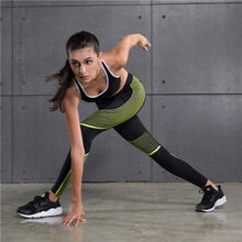 Load image into Gallery viewer, loomrack Elastic Compression Fitness Set Yoga Sets Black Light Green - White / S
