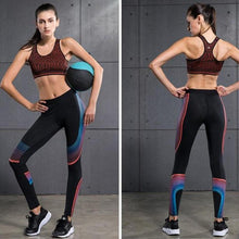 Load image into Gallery viewer, loomrack Elastic Compression Fitness Set Yoga Sets Black Red - Red / S
