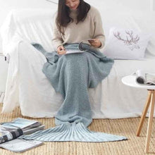 Load image into Gallery viewer, loomrack Mermaid Tail Blanket - Crochet - Adult / Kids / Baby Blankets Blue Grey / Baby 50x80CM
