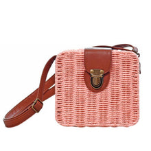 Load image into Gallery viewer, loomrack Mini Straw Messenger Bag Shoulder Bags Pink
