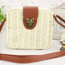 Load image into Gallery viewer, loomrack Mini Straw Messenger Bag Shoulder Bags White
