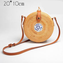Load image into Gallery viewer, loomrack Porcelain Detail Handmade Rattan Bag Shoulder Bags 20x10 CM Round
