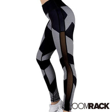 Load image into Gallery viewer, loomrack Push Up Geometric Side Mesh Checkered Black &amp; White Leggings Leggings Black / S
