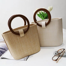 Load image into Gallery viewer, loomrack Rattan Handbag with Wooden Handles Shoulder Bags
