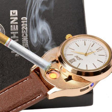 Load image into Gallery viewer, loomrack Rechargeable USB Lighter Watch Quartz Watches Brown Gold
