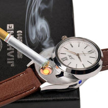 Load image into Gallery viewer, loomrack Rechargeable USB Lighter Watch Quartz Watches Brown Silver
