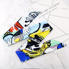 Load image into Gallery viewer, loomrack Retro Funk Silk Headbands Hair Accessories Blue Yellow
