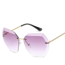 Load image into Gallery viewer, loomrack Retro Rimless Dimensional Sunglasses Sunglasses Gold F Gray
