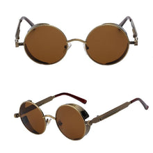 Load image into Gallery viewer, loomrack Retro Round Metal Frame Sunglasses Sunglasses Brass w brown lens
