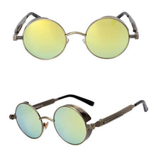 Load image into Gallery viewer, loomrack Retro Round Metal Frame Sunglasses Sunglasses Brass w gold mirror
