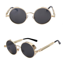 Load image into Gallery viewer, loomrack Retro Round Metal Frame Sunglasses Sunglasses Gold w black
