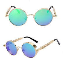 Load image into Gallery viewer, loomrack Retro Round Metal Frame Sunglasses Sunglasses Gold w green mir
