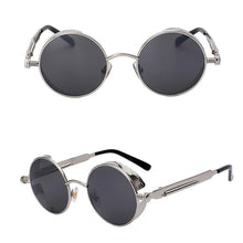 Load image into Gallery viewer, loomrack Retro Round Metal Frame Sunglasses Sunglasses Silver w black
